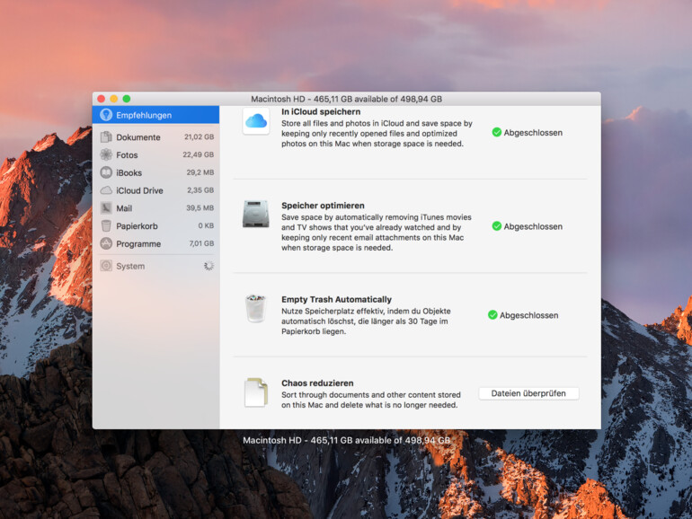 Speicher optimieren in macOS Sierra