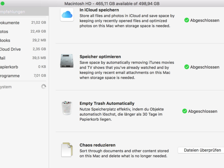 Chaos reduzieren in macOS Sierra