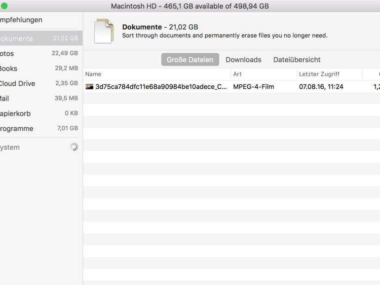 Große Dateien, die Speicher verbrauchen