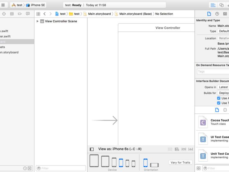 Interface Builder in Xcode 8
