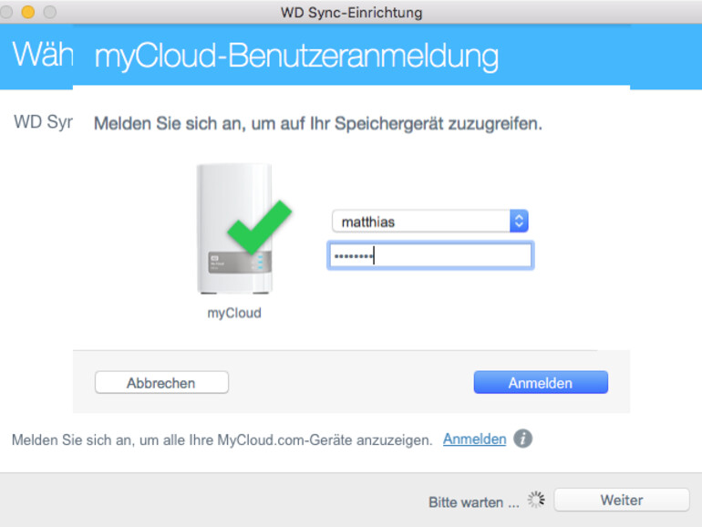Eine Anmeldung am eigenen Nutzerkonto auf dem NAS ist nötig.