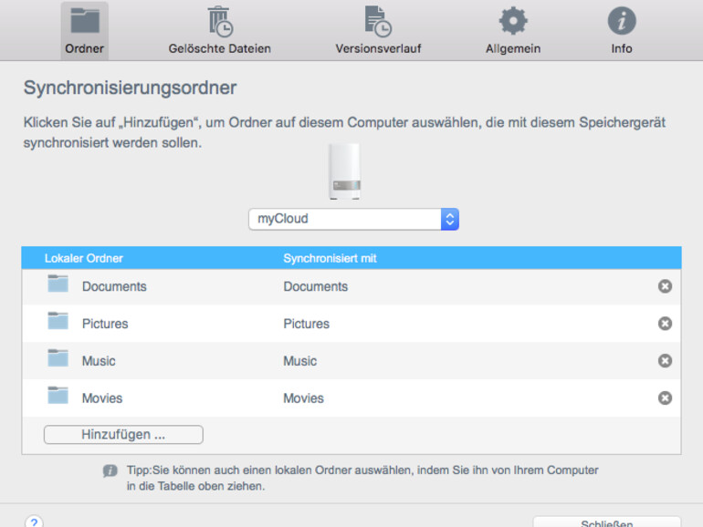 WD Sync installiert sich im Finder-Menü. Dort sind die Einstellungen zugänglich.