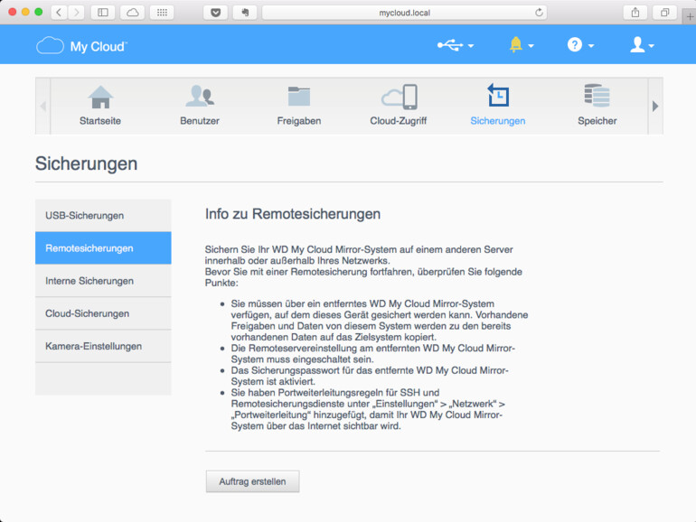 Als Remotesicherung kann sich ein WD My Cloud Mirror auf ein entferntes Partner-System kopieren