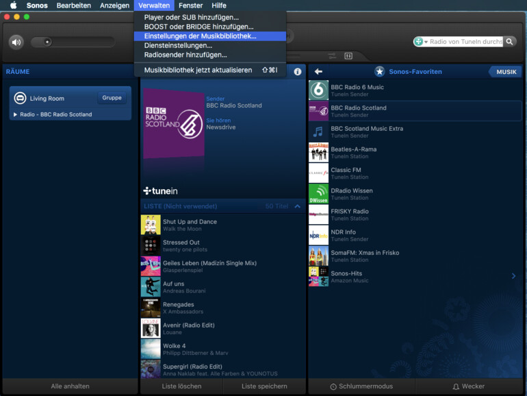 Am Sonos lassen sich Musikbibliotheken verknüpfen