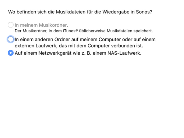 Im Setup lässt sich ein Ordner auf einem NAS-Laufwerk angeben