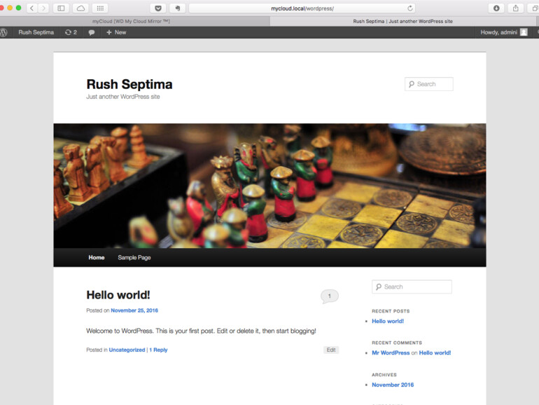 mycloud.local/wordpress lautet die Web-Adresse