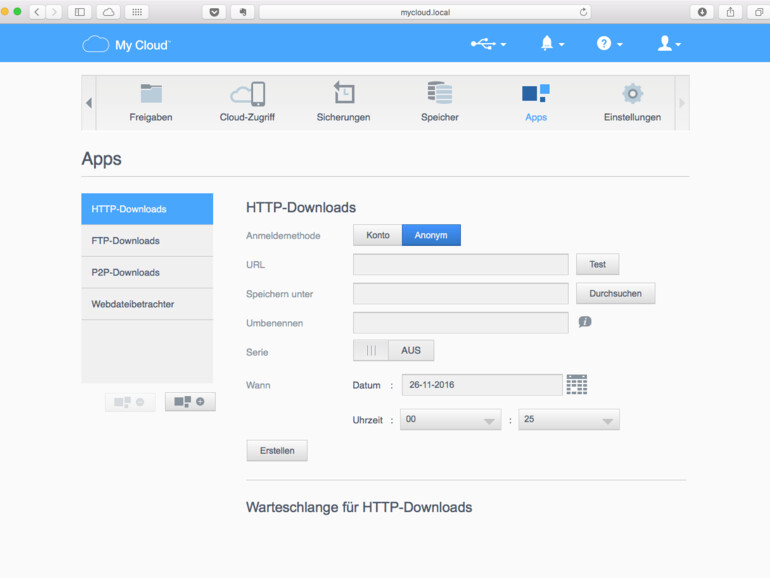 Im Bereich „Apps“ lassen sich über die Schaltfläche „Apps hinzufügen“ einige Erweiterungen auf dem WD My Cloud Mirror installieren
