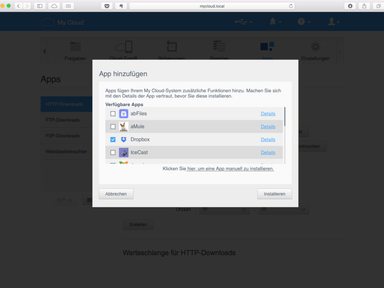So lässt sich eine Verknüpfung zu Dropbox hinzufügen