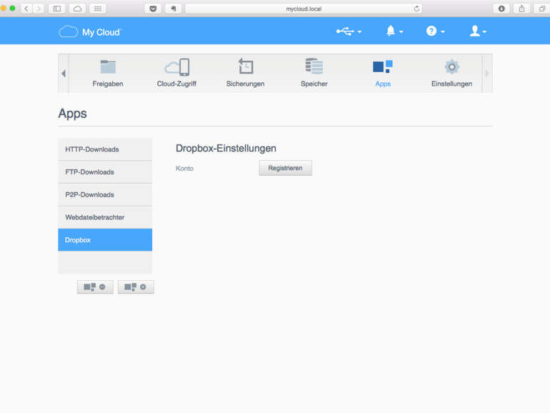 Nach einem Klick auf die Schaltfläche „Registrieren“ erfolgt die Berechtigung für Dropbox