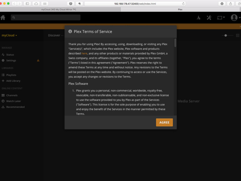 Zunächst sind die Terms of Service zu bestätigen
