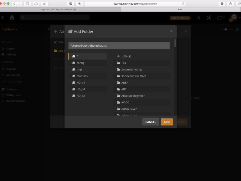 Musik kann aus dem Bereich /shares/Public/Shared Music eingebunden werden