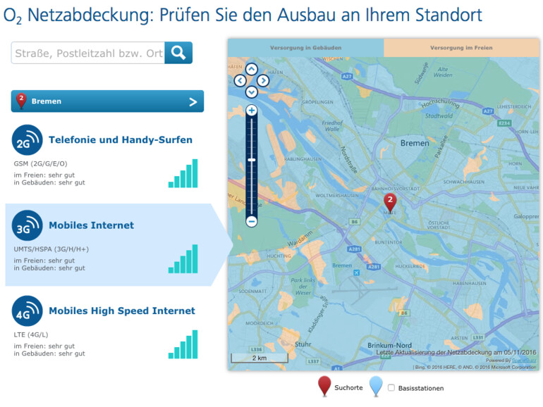 Trau, schau, wem: Vor Vertragsabschluss sollte man die Netzabdeckung prüfen, insbesondere im UMTS-Netz - in Ballungsgebieten ist der Ausbau unseren Stichproben nach aber durchweg gut