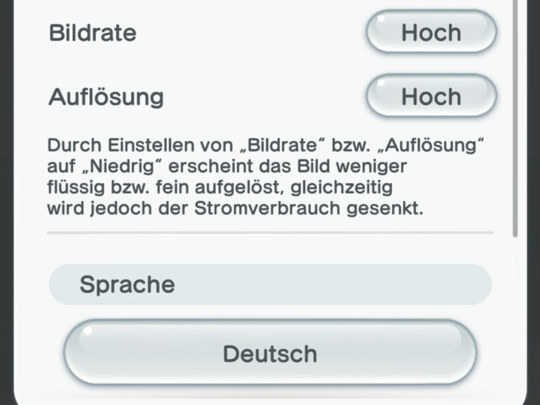 In den Einstellungen lässt sich die Qualität der Darstellung zugunsten einer längeren Akkulaufzeit reduzieren
