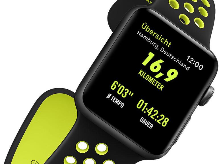 Nach dem Lauf gibt es auf der Uhr eine Übersicht über Strecke und Durchschnittszeit