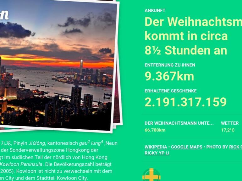 Weihnachtsmann-Tracker von Google