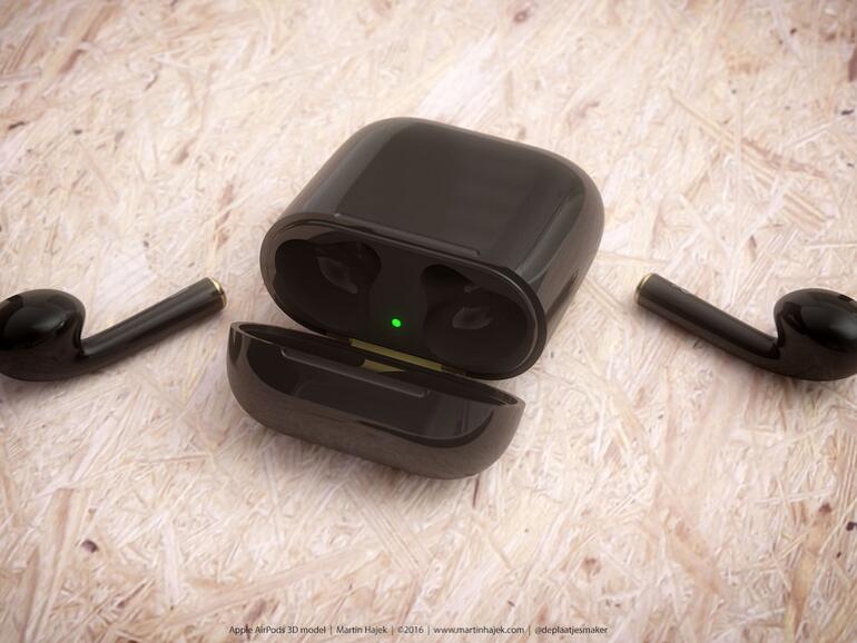 AirPods in Diamantschwarz und Ladecase.