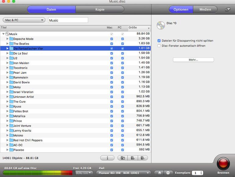 Screenshot aus Toast von Corel