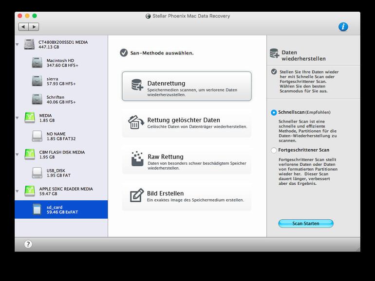 Screenshot aus Mac Data Recovery