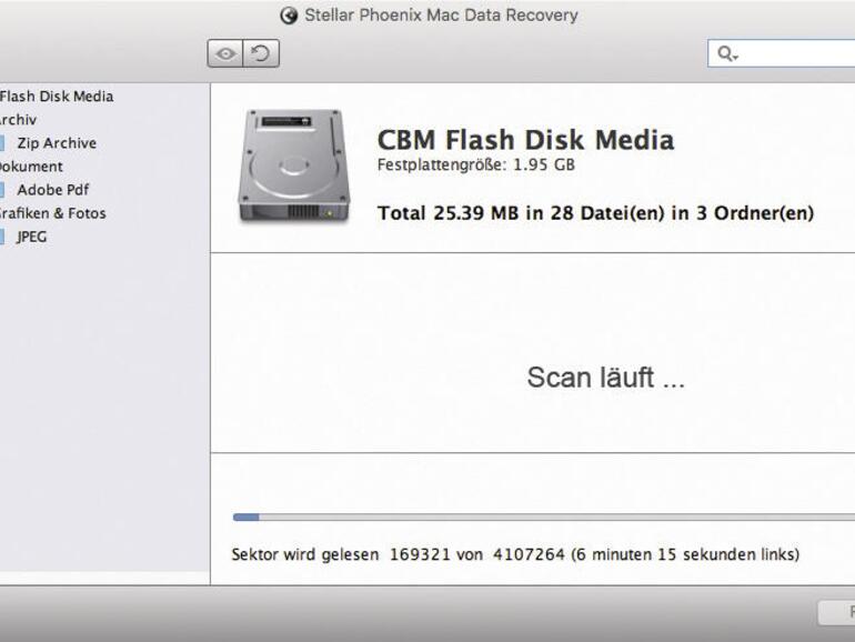Der Tiefenscan dauert deutlich länger, ist aber bei beschädigten Volumes die bessere Wahl.
