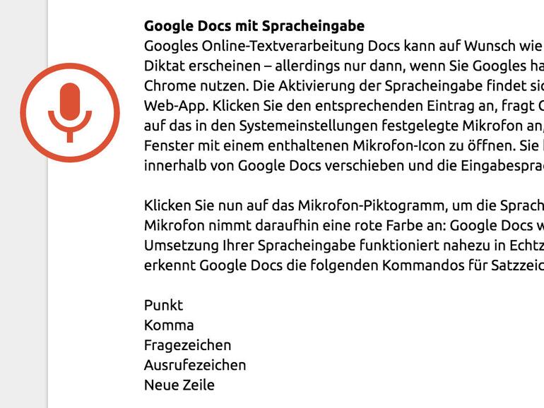 Google Docs mit Spracheingabe