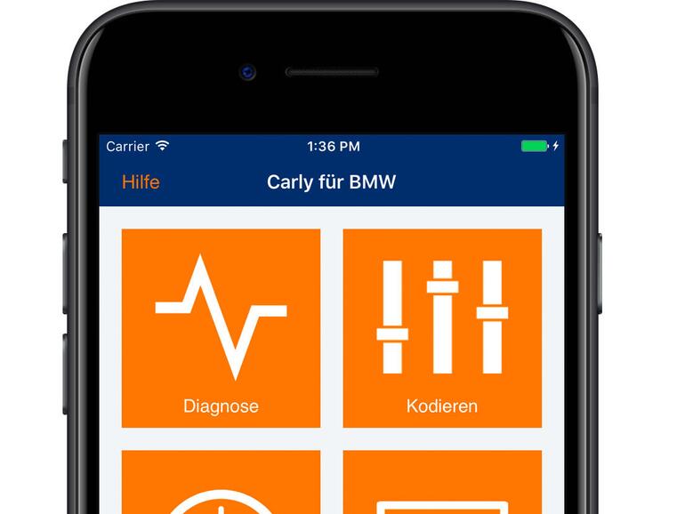 Carly-App-Oberfläche auf dem iPhone