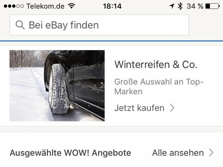 Screenshot der eBay-App