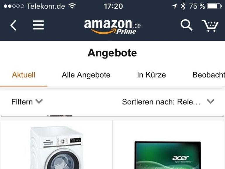 Screenshot der Amazon-App