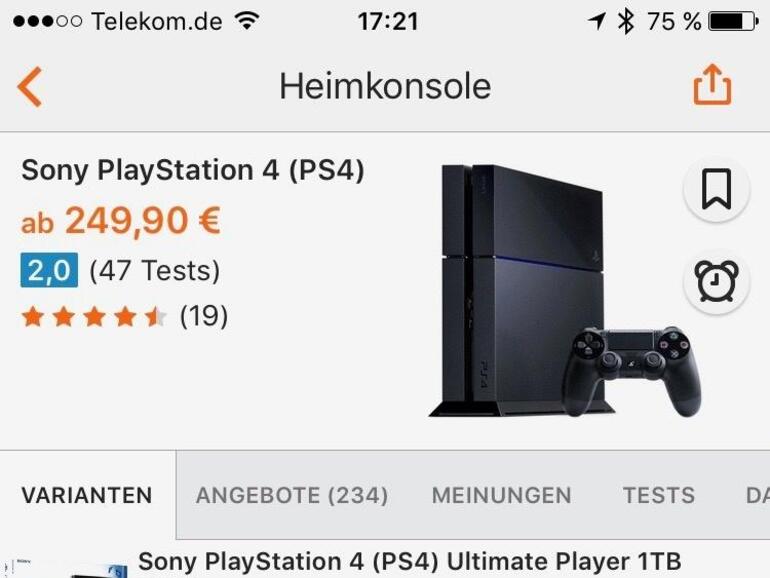 Screenshot der Idealo-App