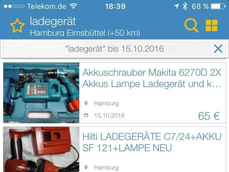 Screenshot der Quoka-App