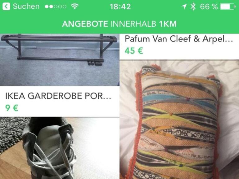 Screenshot der Shpock-App