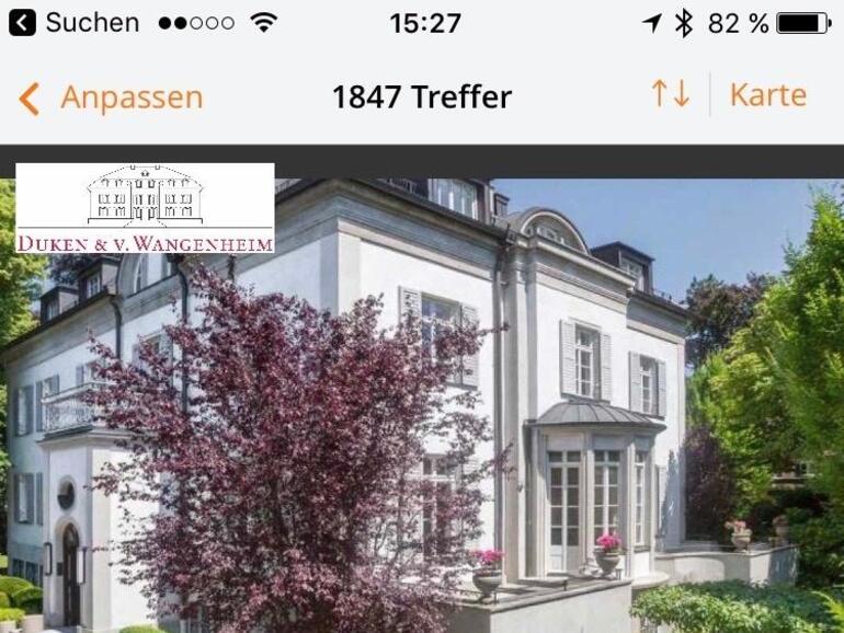 Screenshot der ImmoScout24-App