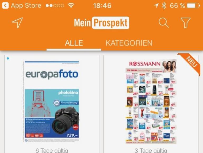 Screenshot der MeinProspekt-App