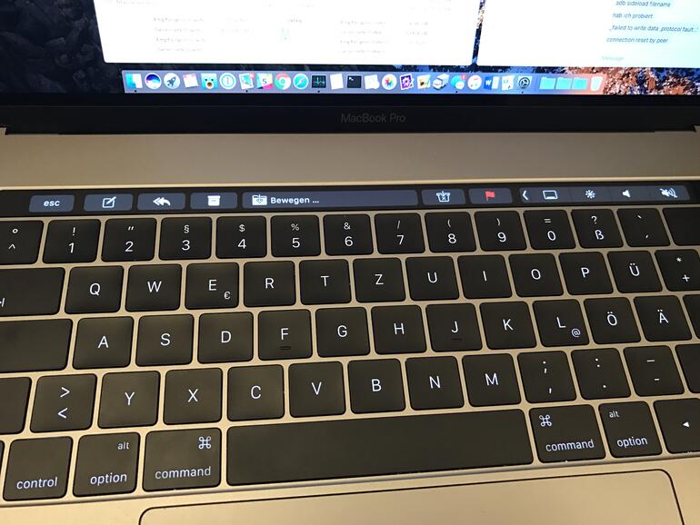 Touch Bar bei geöffneter Mail-App