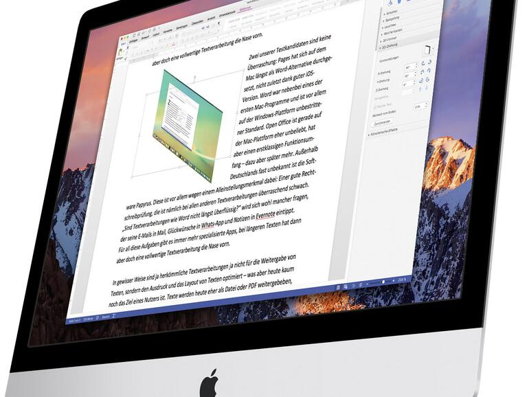 Mit Grafiken und Bilddateien kann jede der Textverarbeitungen umgehen – Word bietet sogar einige 3D-Effekte.