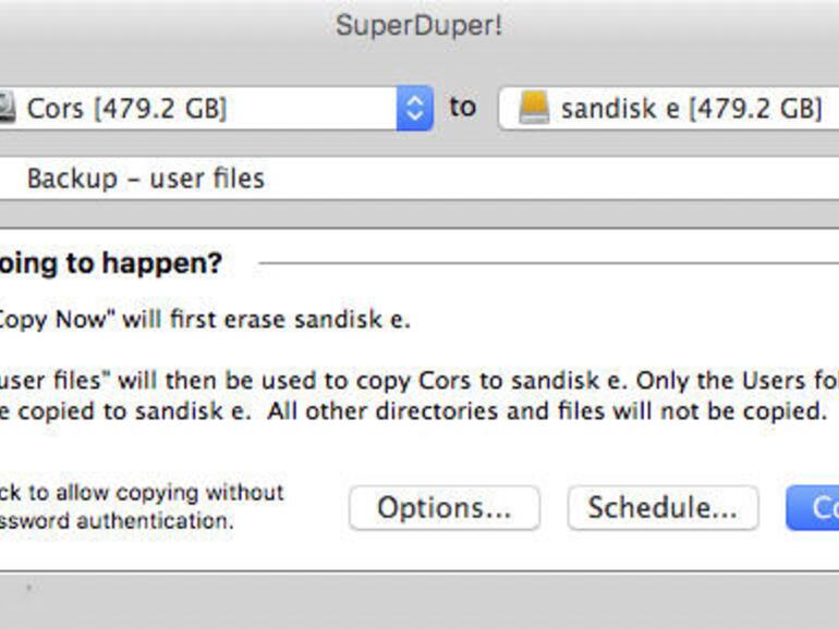 SuperDuper ist zwar am günstigsten, hat aber auch den geringsten Funktionsumfang aller genannten Backup-Programme.