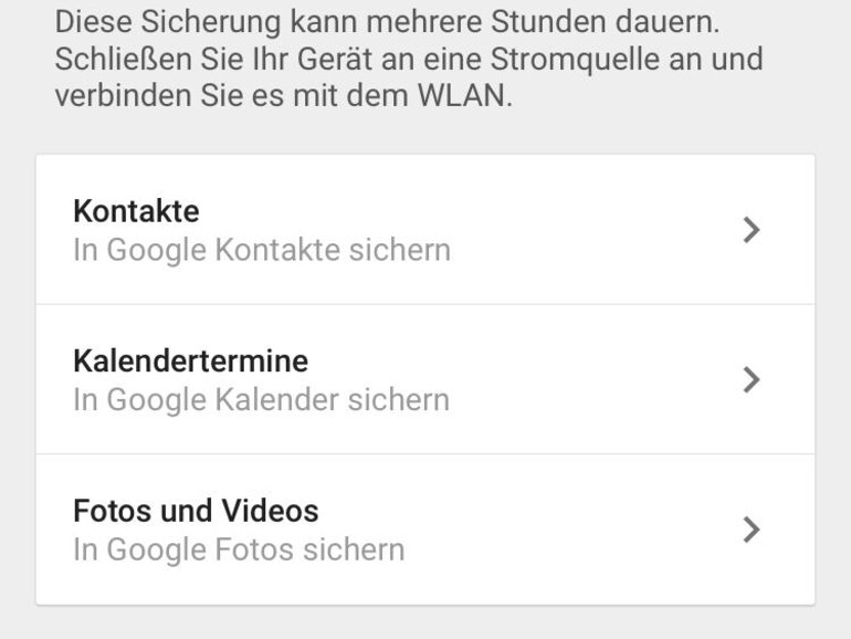 Die aktuelle Version von Google Drive sichert neben Fotos und Videos auch Kontakte und Kalender.