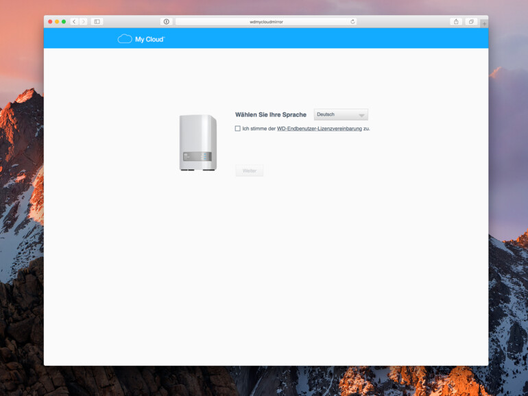 WD My Cloud Mirror: Einrichtung - Willkommensseite