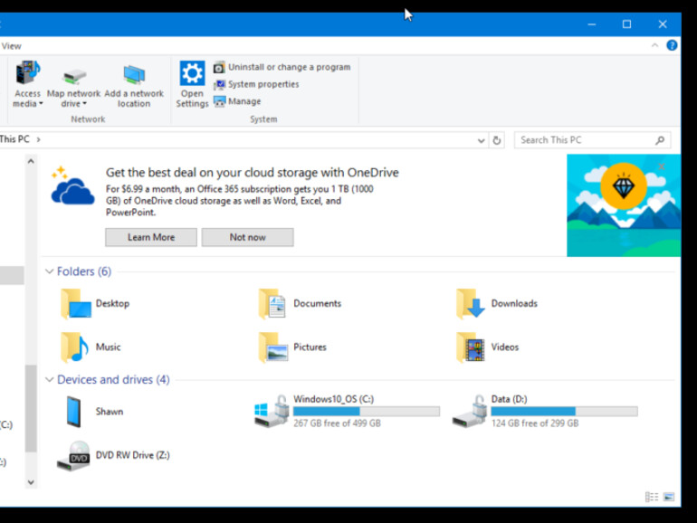 Der Explorer wirbt für OneDrive