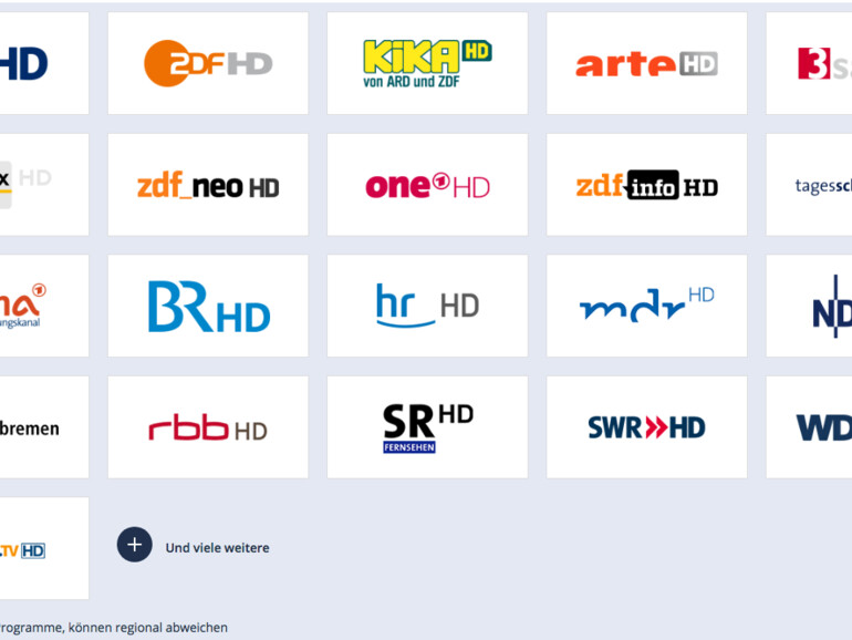 Übersicht der öffentlich rechtlichen Sender in HD, die Sie zusätzlich über das Freenet-TV-Empfangsgerät anschauen können