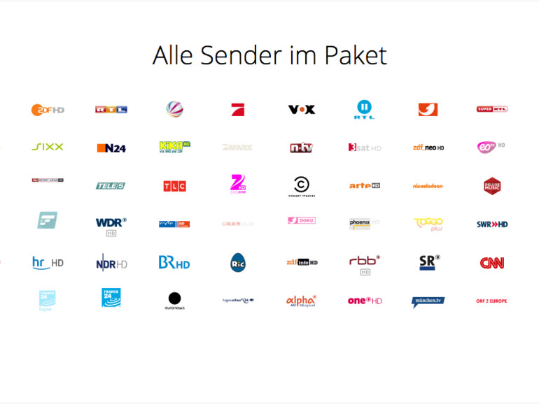 Programmangebot von Waipu.tv (HD-Sender optional, sonst SD)