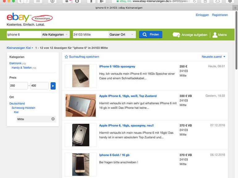 Auf lokalen Online-Plattformen wie Ebay Kleinanzeigen kann man die Ware vor dem Kauf begutachten.