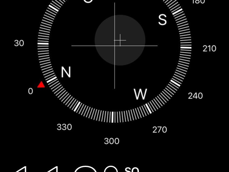 Die Kompass-App zeigt Ihnen, ob der Neigungssensor des iPhone funktioniert.
