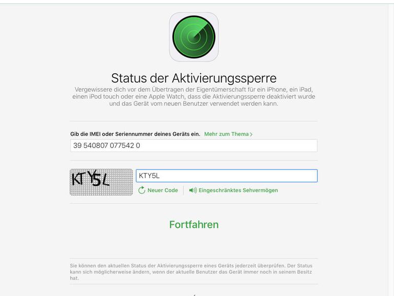 Durch die Eingabe der IMEI-Nummer überprüfen Sie, ob ein Gerät gesperrt ist.