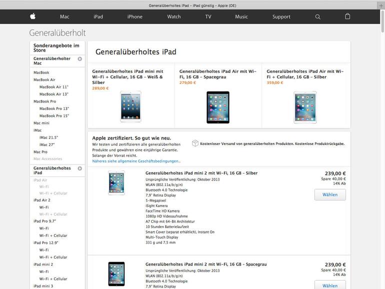 Apple bietet instand gesetzte iPads bei voller Garantie zu reduzierten Preisen an.