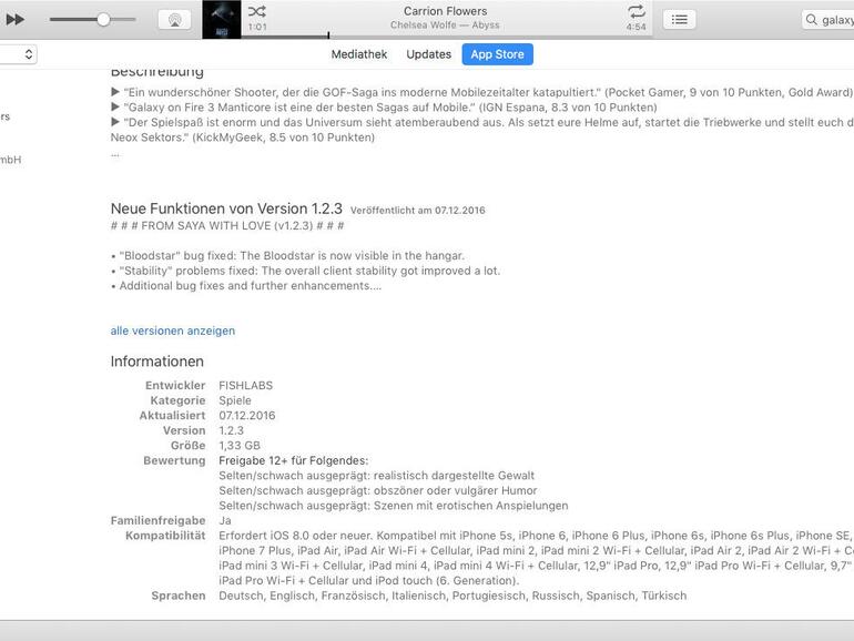 Die Beschreibungen im App Store zeigen, welche Hardware anspruchsvolle Titel voraussetzen.
