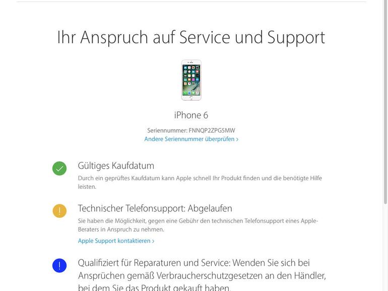 Durch die Eingabe der Seriennummer können Sie eventuell vorhandene Garantieansprüche ermitteln.