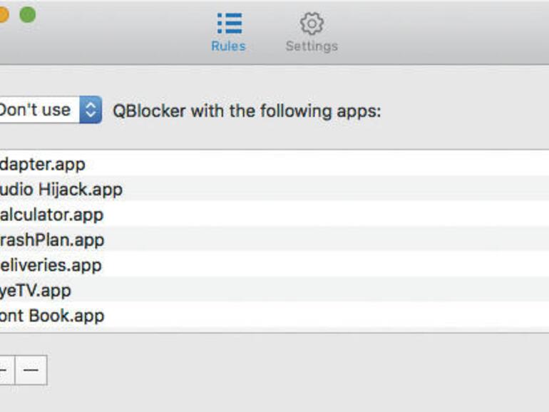 Screenshot zeigt QBlocker
