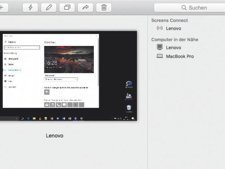 Screenshot zeigt Screens for Mac