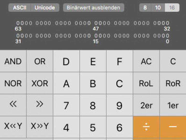 Screenshot der Taschenrechner-App