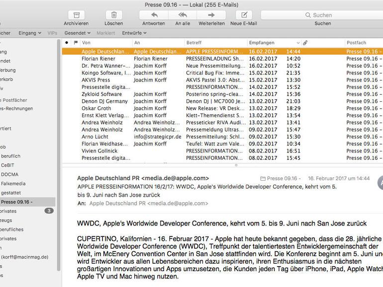 Screenshot aus Apple Mail